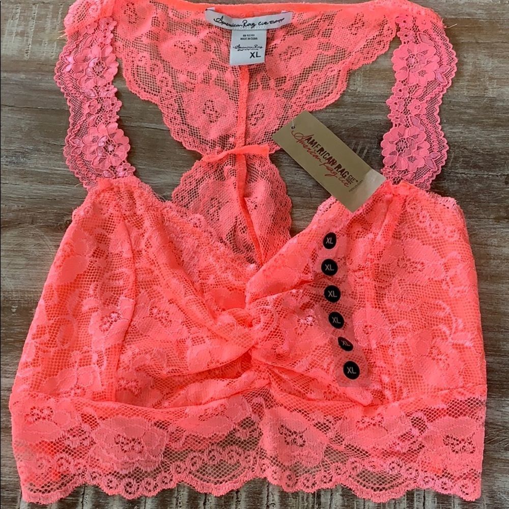Peach lace racer back  bralette